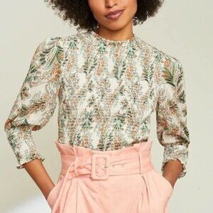 Veronica Beard Kali Floral Smocked Top